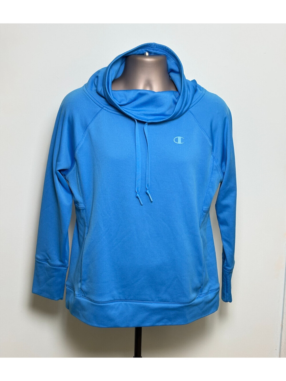 Champion Powertrain Duofold Warm CTRL Hoodie Womens Large Blue Cowl Neck Pullove
